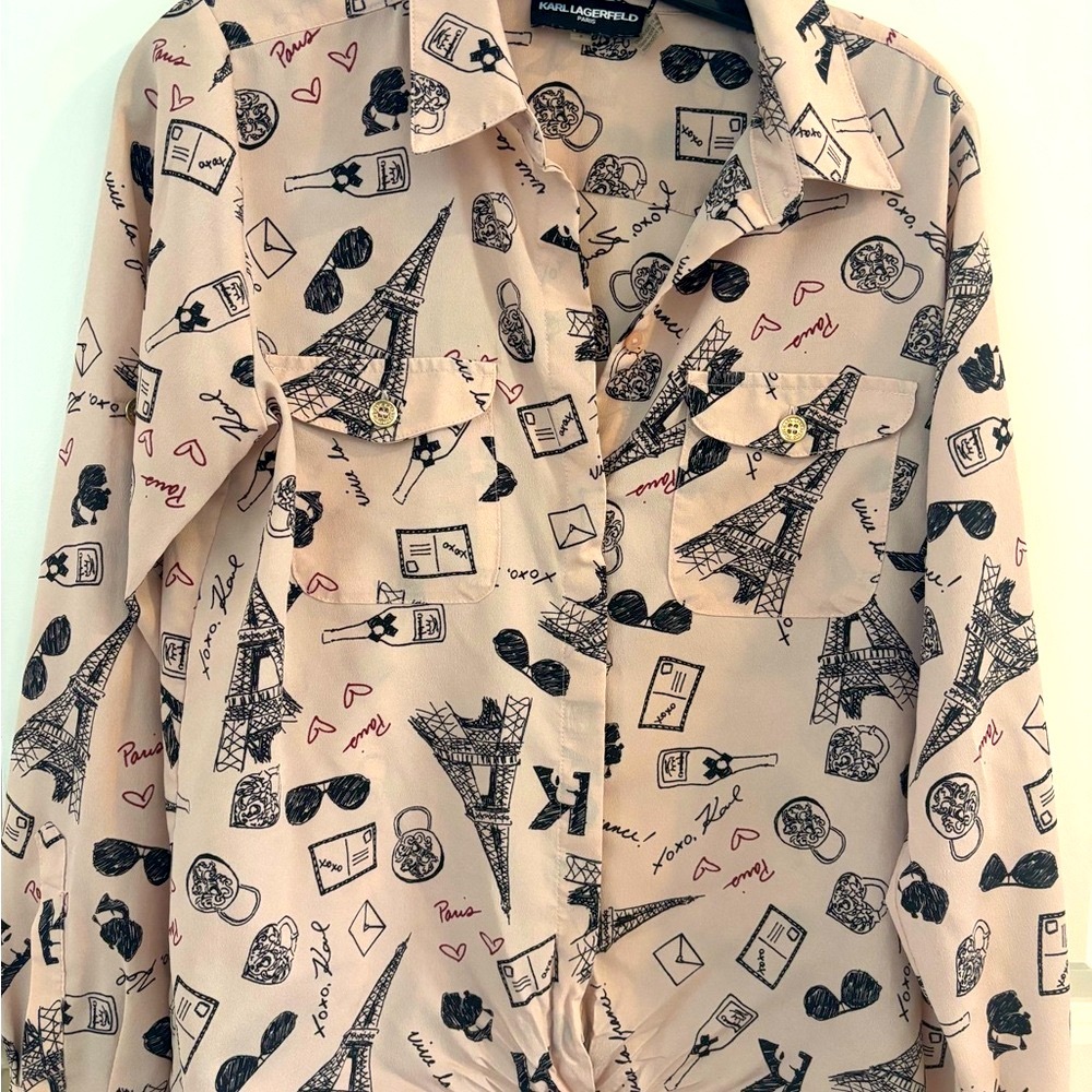 Karl Lagerfeld Pink Blouse with Geometric Print
